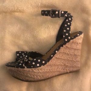 Women’s polka dot espadrille wedges size 7